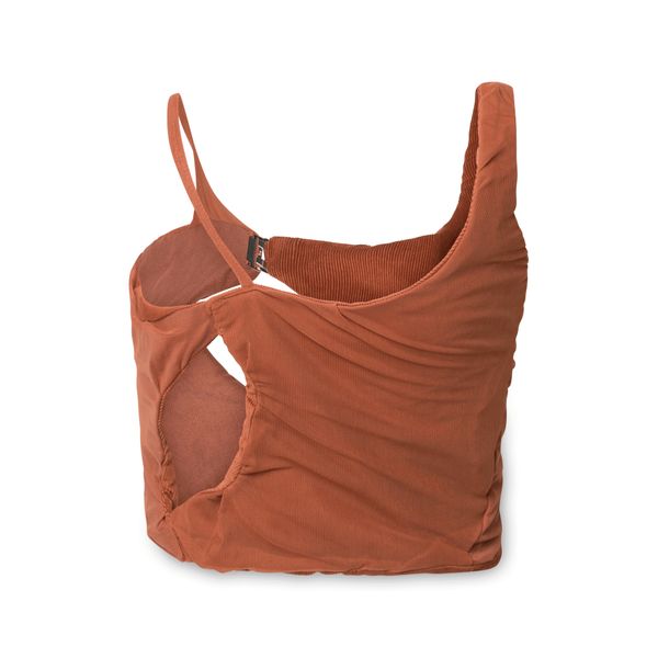 Mainline Ria Burnt Orange Pulled Textile Top