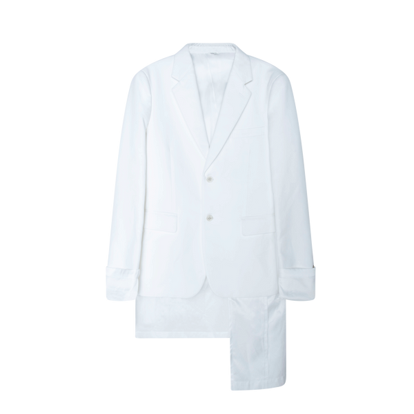 Comme des Garcons White Long Lining Blazer