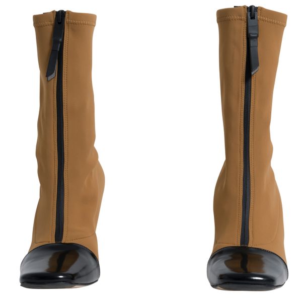 Miista Olga Camel Black Leather Lycra Boots