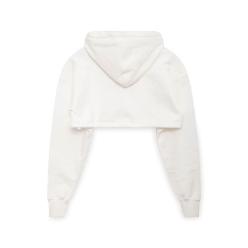 White Overfit Cropped Hoodie