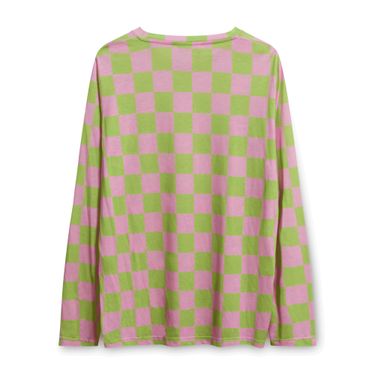 Stine Goya Roxanne Checkerboard Long Sleeve Shirt in Pink/Green