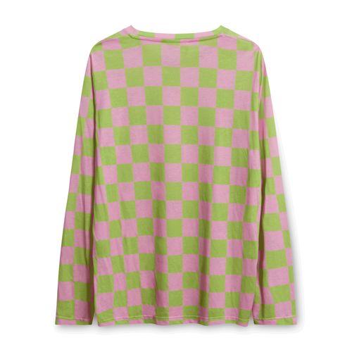Stine Goya Pink and Green Roxanne Checkerboard Long Sleeve Shirt