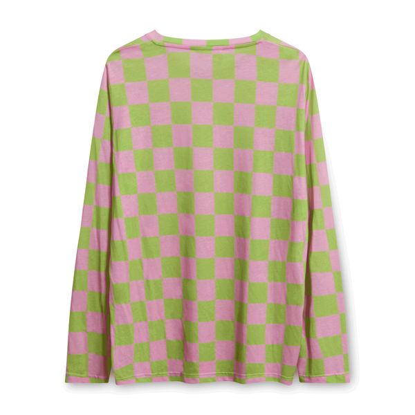 Stine Goya Pink and Green Roxanne Checkerboard Long Sleeve Shirt