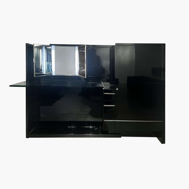 Walnut Vanity with Triptych Mirror and Glass Top by Louis Sognot, 1932