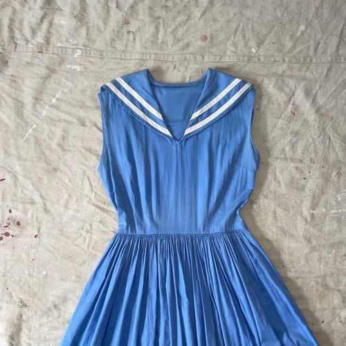 Vintage 1940s Side ZipperSailor Dress