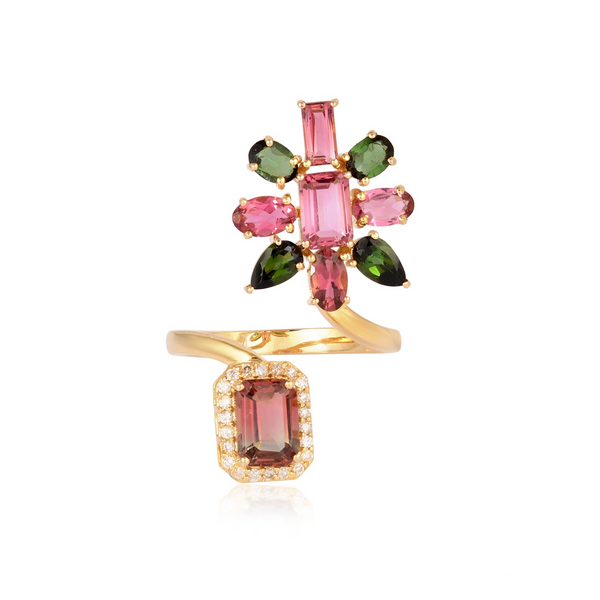 14k YG Tourmaline Diamond Ring