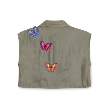 Anna Sui Green Butterfly Cropped Vest