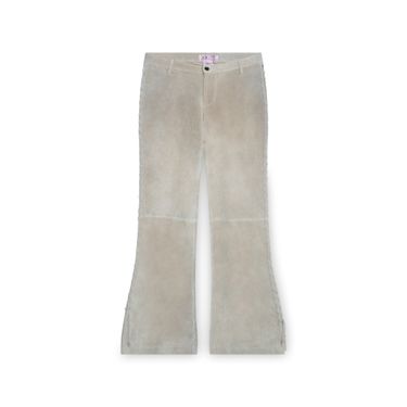 Taupe Suede Pants with Side Stitching Detail