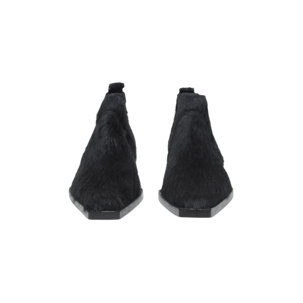 Black Ponyhair Ankle Boots