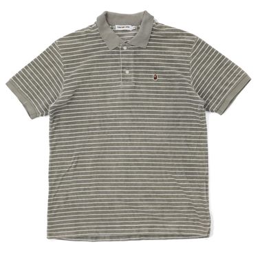 Pin Stripe Apehead Terry Cloth Polo Shirt grey