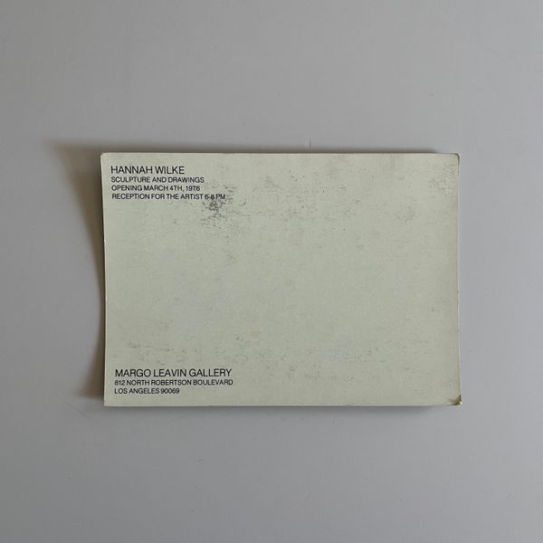 Hannah Wilke at Margo Levine Gallery, 1976 Invitation