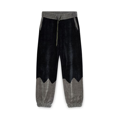 Velour Black and Grey Track Pants