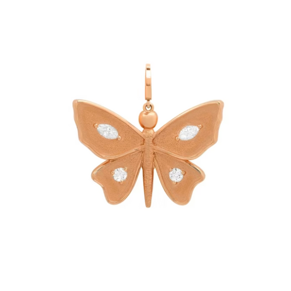 14k Rose Gold Large Diamond Butterfly Charm