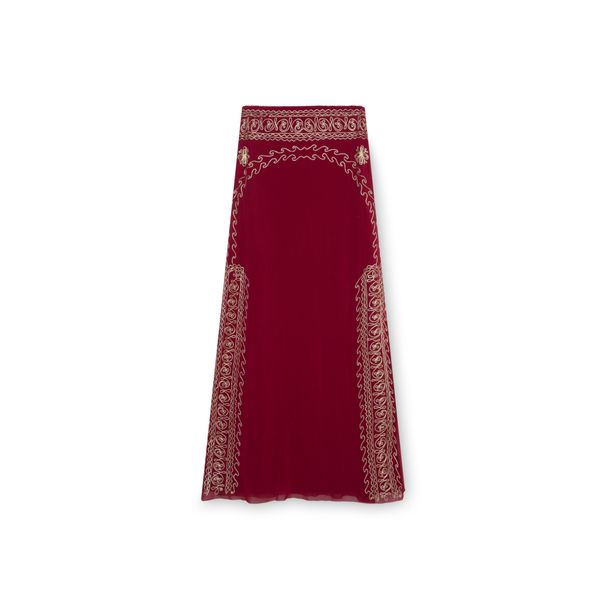 Vivienne Tam Red and Yellow Maxi Skirt