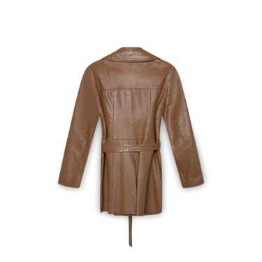 Brown Belted Leather Coat