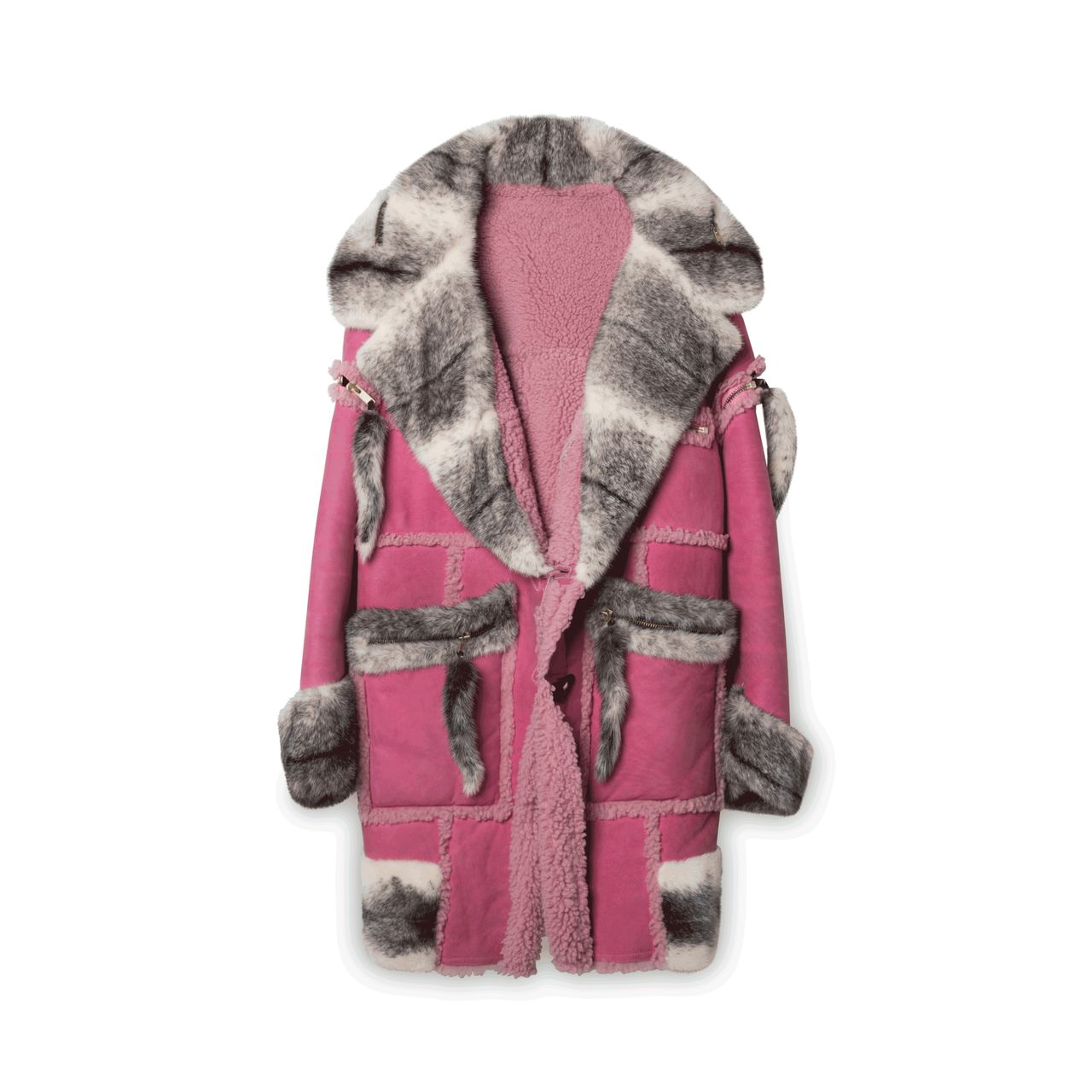 Astrid Andersen Pink Shearling and Mink Fur Coat by Simon Rasmussen |  Basic.Space