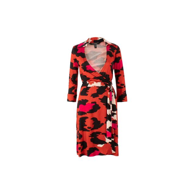 Diane von Furstenberg Abstract Animal Print Wrap Dress