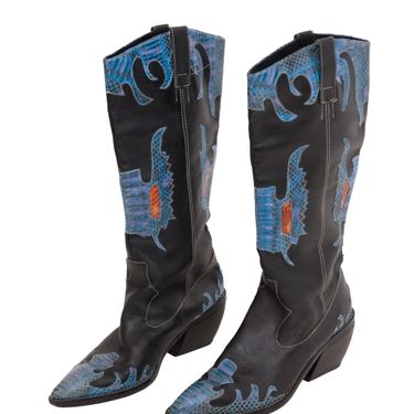 Blue Snakeskin Cowboy Boots