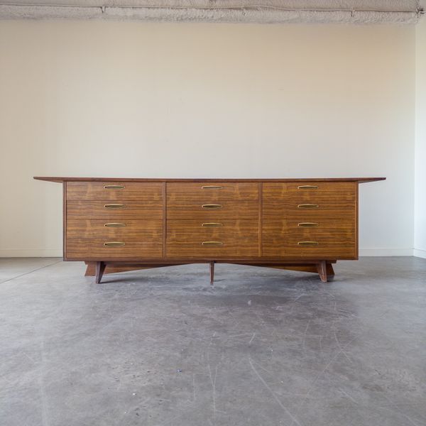 George Nakashima Walnut and Brass Monumental Cabinet for Widdicomb