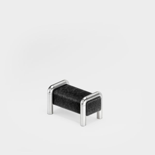 Prowling Fur Ottoman with Metal Legs