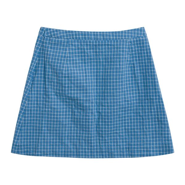 Petite Studio Blue Checkered Mini Skirt