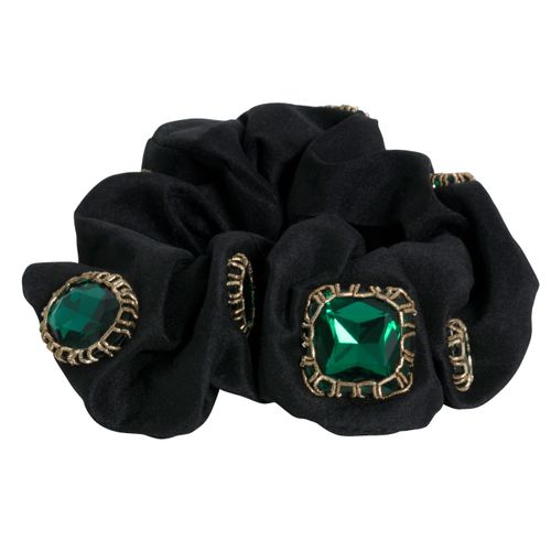 Azeeza Emerald Embellished Silk Scrunchie