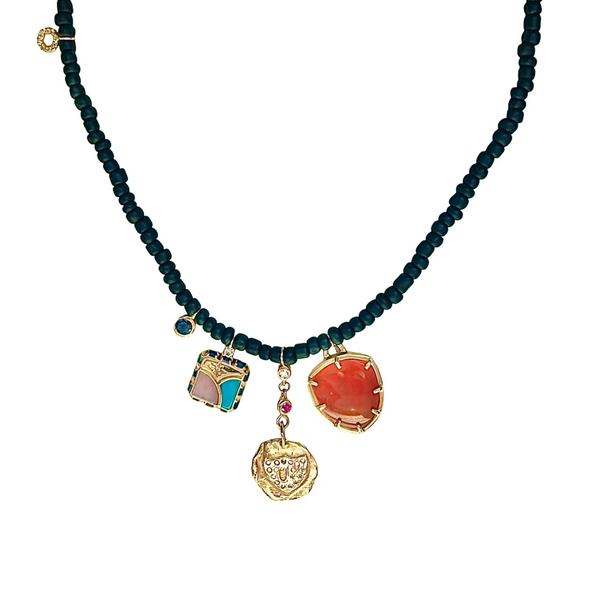 Scosha Pavé Shield Multi-Charm Necklace
