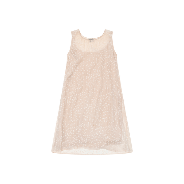 Vintage Beige Embroidered Shift Dress