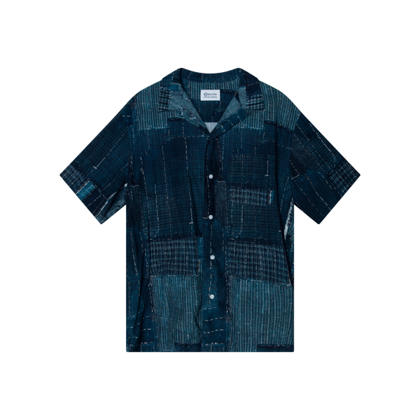 KUON Boro Hawaiian Shirt in Navy
