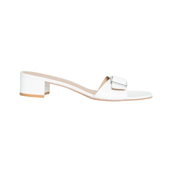 Reformation White Patent Adria Block Heeled Sandal