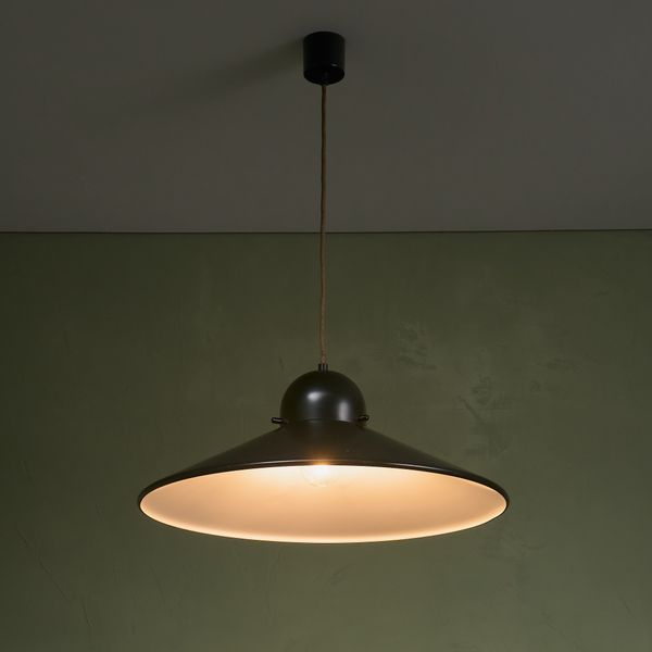 Dark Green Lacquered 'UFO' Pendant for Stilnovo, Italy 1970s