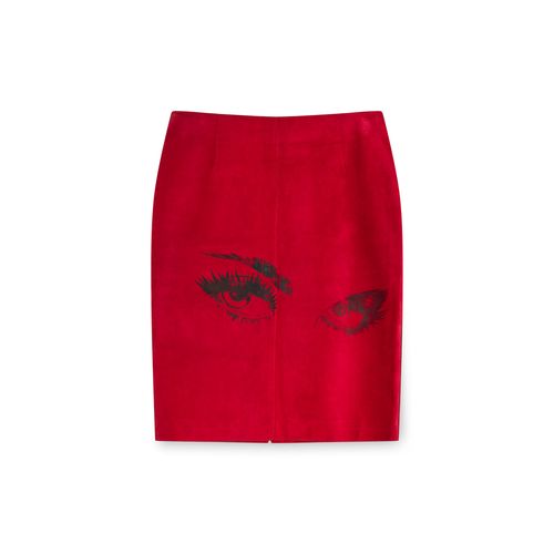 Club Glam Suede Red Leather skirt