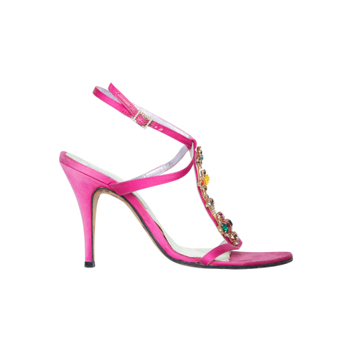 Christian Lacroix Pink Satin Crystal Embellishment Heels