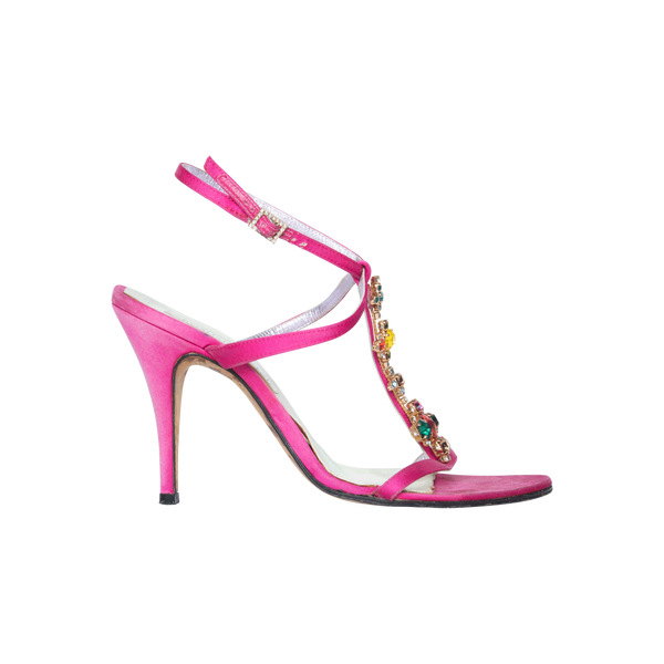 Christian Lacroix Pink Satin Crystal Embellishment Heels