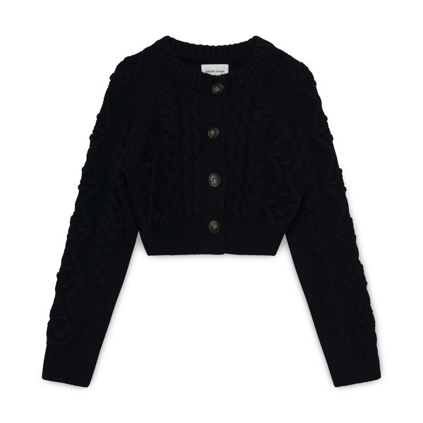 Loulous Studio Black Abaco Cropped Cardigan