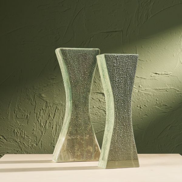 'Condensation' Series, Set of Two Glazed Ceramic Sculptures in Green by Eunsol Kim, The Netherlands, 2025