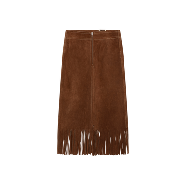 Vintage Brown Suede Midi Cowgirl Skirt