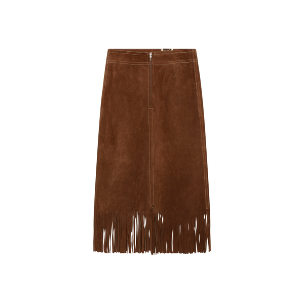 Vintage Brown Suede Midi Cowgirl Skirt