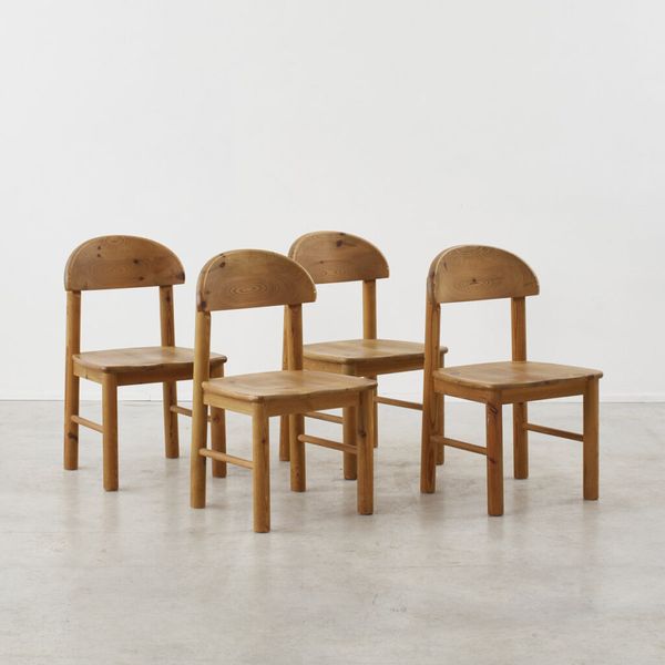 Six Rainer Daumiller Solid Pine Dining Chairs Hirtshals Savvaerk, Denmark, 1970s