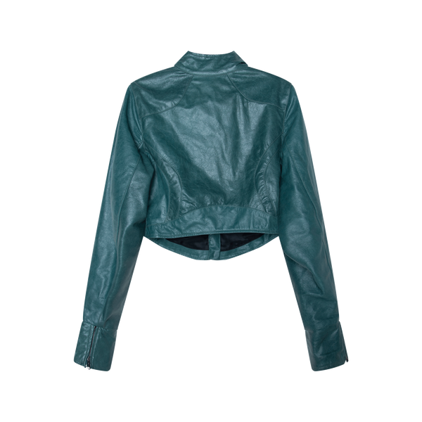 MIMCHIK Teal Leather Moto Jacket