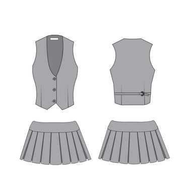 Handmade Grey Pleated Skirt 