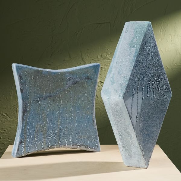 'Condensation' Series, Set of Two Glazed Ceramic Sculptures in Blue by Eunsol Kim, The Netherlands, 2025