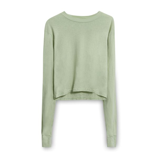 John Elliot Pistachio Long Sleeve Cropped Tee