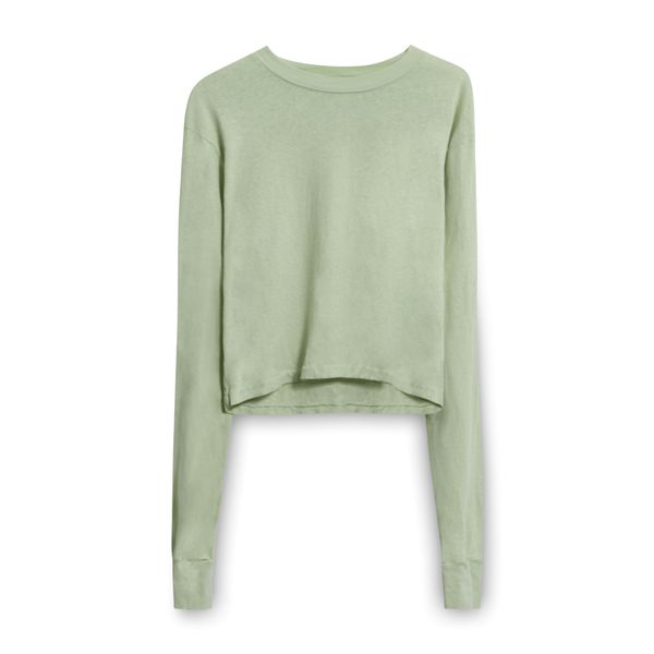 John Elliot Pistachio Long Sleeve Cropped Tee