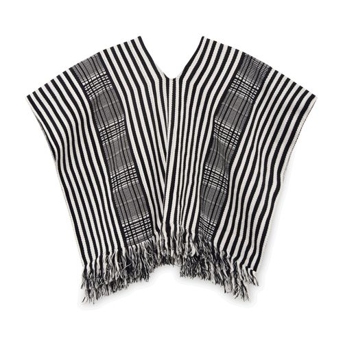 Vintage Black and White Patterned Poncho