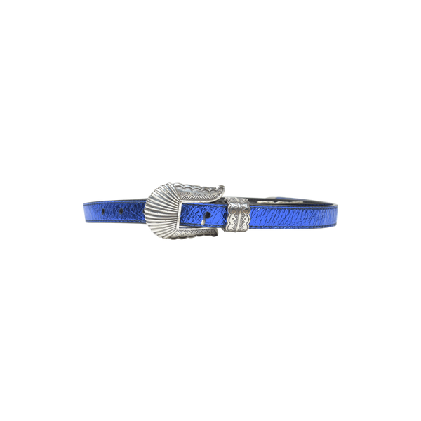 Thin Kim Belt Blue Metallic