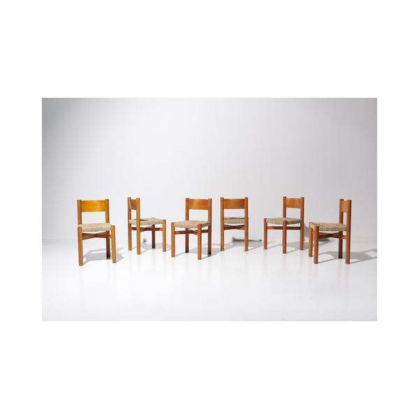 Set of Straw Chairs by Charlotte Perriand, 1965