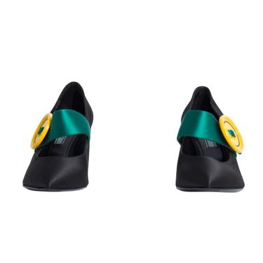 Prada Milano Yellow and Green Buckle Pumps - Black
