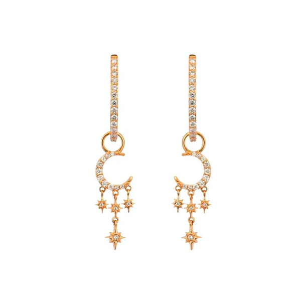 Three Stories 14k Rose Gold Make a Wish Small Crescent Moon and Star Charms