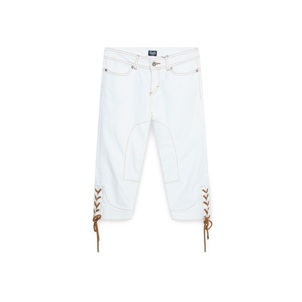 Dolce & Gabbana White Lace Up Capris